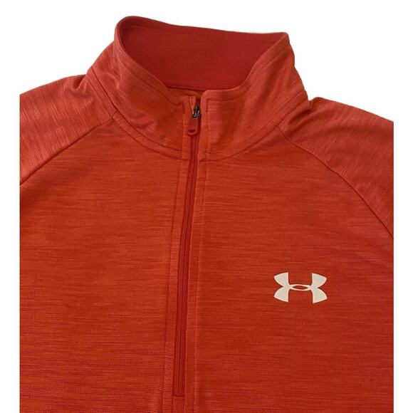 Under Armour Mens Loose Fit Red Long Sleeve Tech 1/2 Zip Pullover Shirt Medium - Picture 2 of 16